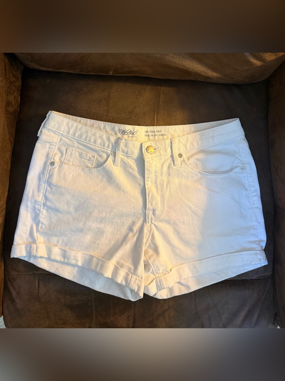 🦅MOSSIMO Denim Mid-Rise MIDI White Jean Shorts